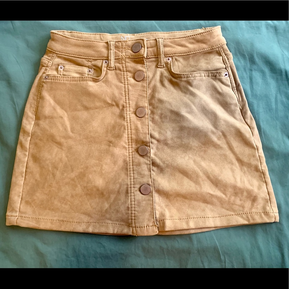 Suede Button Skirt